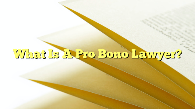 What Is A Pro Bono Lawyer?